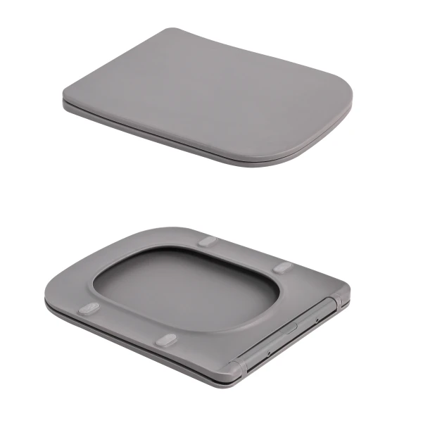 Унитаз подвесной Tern Ultra Quiet 490×365×325 мм, Stone Grey, с сиденьем Slim Duroplast / Soft-close / Quick Release QT17332303ASSG Qtap - 7 фото
