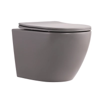 Унитаз подвесной Robin Ultra Quiet 490×365×325 мм, Stone Grey, с сиденьем Slim Duroplast / Soft-close / Quick Release QT13332381АSSG Qtap