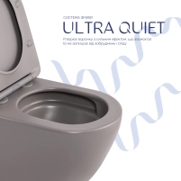 Унітаз підвісний Robin Ultra Quiet 490×365×325 мм, Stone Grey, з сидінням Slim Duroplast / Soft-close / Quick Release QT13332381АSSG Qtap - 4 фото