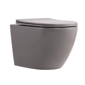 Унітаз підвісний Robin Ultra Quiet 490×365×325 мм, Stone Grey, з сидінням Slim Duroplast / Soft-close / Quick Release QT13332381АSSG Qtap