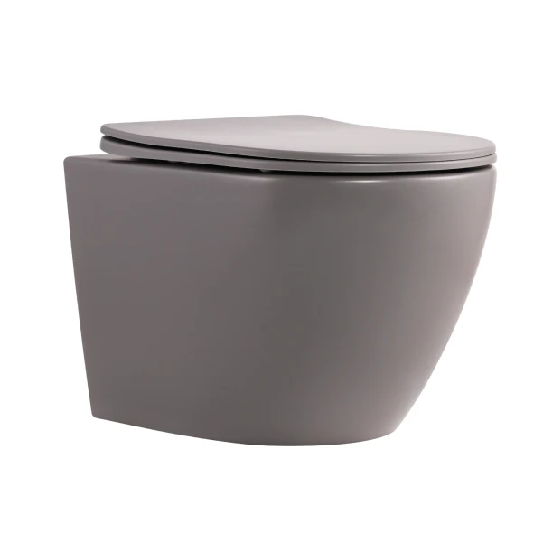 Унітаз підвісний Robin Ultra Quiet 490×365×325 мм, Stone Grey, з сидінням Slim Duroplast / Soft-close / Quick Release QT13332381АSSG Qtap