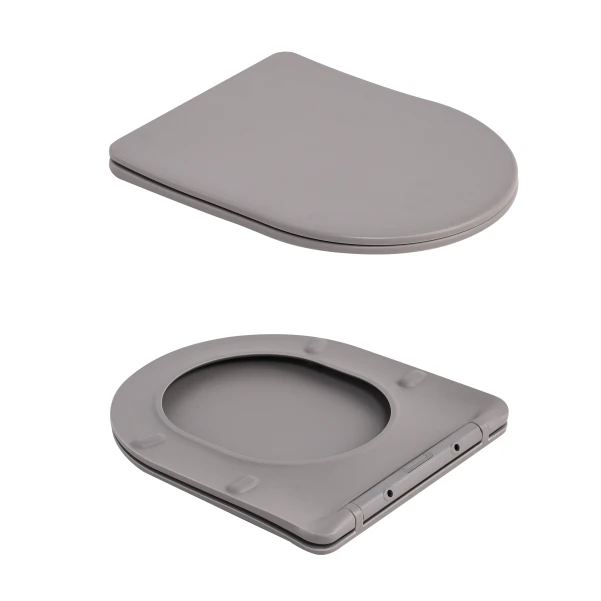 Унітаз підвісний Robin Ultra Quiet 490×365×325 мм, Stone Grey, з сидінням Slim Duroplast / Soft-close / Quick Release QT13332381АSSG Qtap - 7 фото