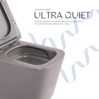Унітаз підвісний Qtap Tern Ultra Quiet 520×345×325 мм, Stone grey, з сидінням Slim Duroplast / Soft-close / Quick Release QTTER26SG49000 - 4 фото
