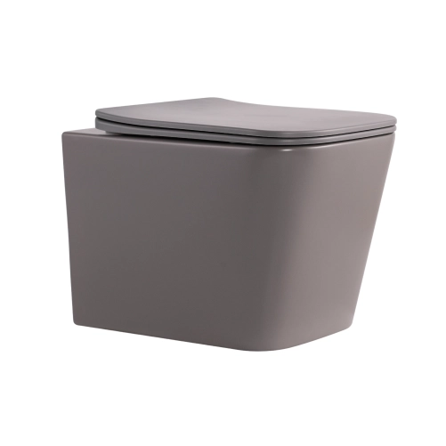 Унітаз підвісний Qtap Tern Ultra Quiet 520×345×325 мм, Stone grey, з сидінням Slim Duroplast / Soft-close / Quick Release QTTER26SG49000