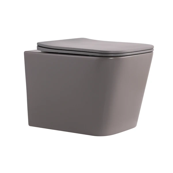 Унітаз підвісний Qtap Tern Ultra Quiet 520×345×325 мм, Stone grey, з сидінням Slim Duroplast / Soft-close / Quick Release QTTER26SG49000