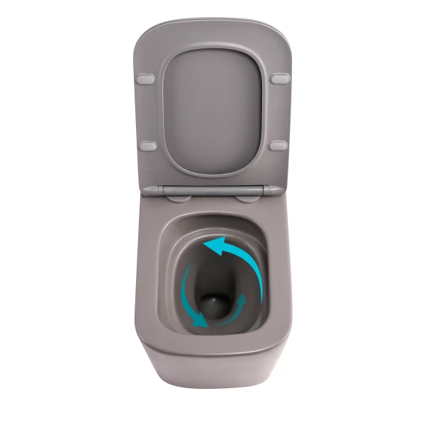 Унітаз підвісний Qtap Tern Ultra Quiet 520×345×325 мм, Stone grey, з сидінням Slim Duroplast / Soft-close / Quick Release QTTER26SG49000 - 5 фото