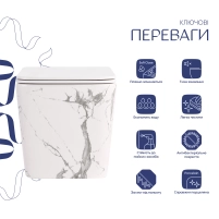 Унитаз подвесной Qtap Tern Ultra Quiet 520×345×325 мм, Marble, с сиденьем Slim Duroplast / Soft-close / Quick Release QTTER26MR49002 - 2 фото