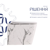 Унитаз подвесной Qtap Tern Ultra Quiet 520×345×325 мм, Marble, с сиденьем Slim Duroplast / Soft-close / Quick Release QTTER26MR49002 - 3 фото