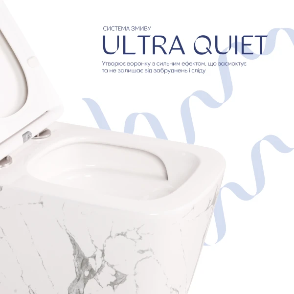 Унитаз подвесной Qtap Tern Ultra Quiet 520×345×325 мм, Marble, с сиденьем Slim Duroplast / Soft-close / Quick Release QTTER26MR49002 - 4 фото