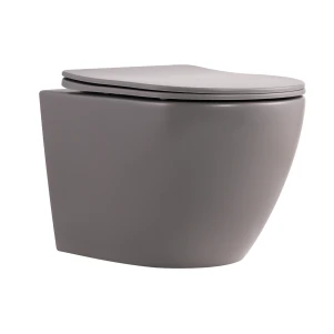 Унитаз подвесной Qtap Robin Ultra Quiet 520×365×340 мм, Stone grey, с сиденьем Slim Duroplast / Soft-close / Quick Release QTROB26SG48996