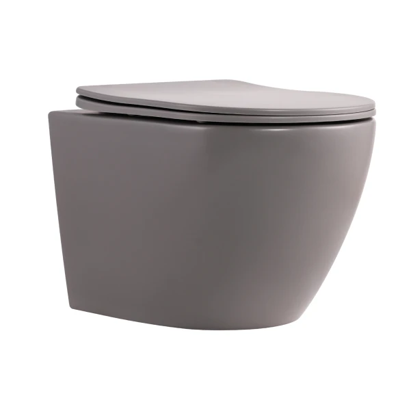 Унітаз підвісний Qtap Robin Ultra Quiet 520×365×340 мм, Stone grey, з сидінням Slim Duroplast / Soft-close / Quick Release QTROB26SG48996
