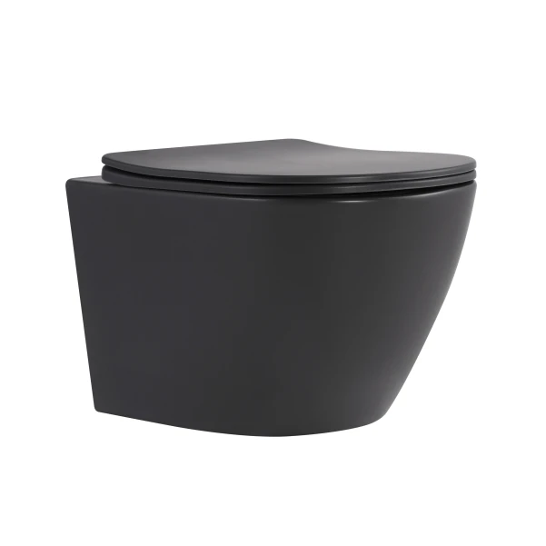 Унитаз подвесной Qtap Robin Ultra Quiet 520×365×340 мм, Anthracite, с сиденьем Slim Duroplast / Soft-close / Quick Release QTROB26AN48995