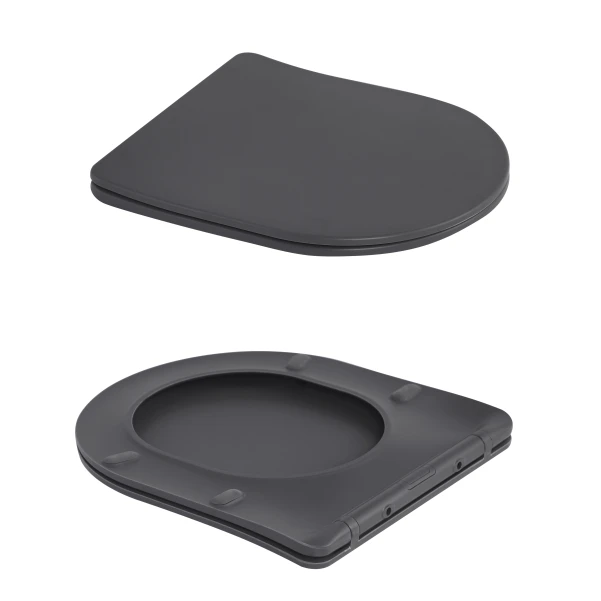Унитаз подвесной Qtap Robin Ultra Quiet 520×365×340 мм, Anthracite, с сиденьем Slim Duroplast / Soft-close / Quick Release QTROB26AN48995 - 7 фото