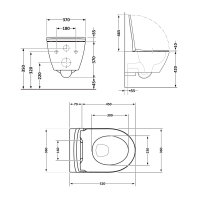 Унитаз подвесной Qtap Robin Ultra Quiet 520×365×340 мм, Marble, с сиденьем Slim Duroplast / Soft-close / Quick Release QTROB26MR48998 - 1 фото