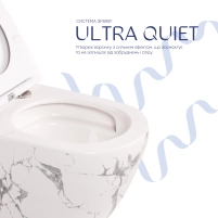 Унитаз подвесной Qtap Robin Ultra Quiet 520×365×340 мм, Marble, с сиденьем Slim Duroplast / Soft-close / Quick Release QTROB26MR48998 - 4 фото