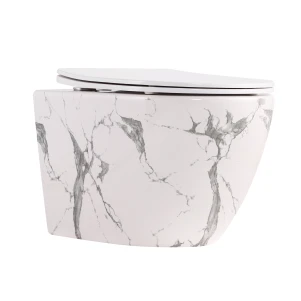 Унитаз подвесной Qtap Robin Ultra Quiet 520×365×340 мм, Marble, с сиденьем Slim Duroplast / Soft-close / Quick Release QTROB26MR48998