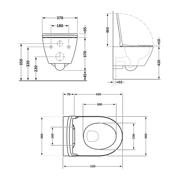 Унитаз подвесной Qtap Robin Ultra Quiet 520×365×340 мм, Marble, с сиденьем Slim Duroplast / Soft-close / Quick Release QTROB26MR48998 - 1 фото