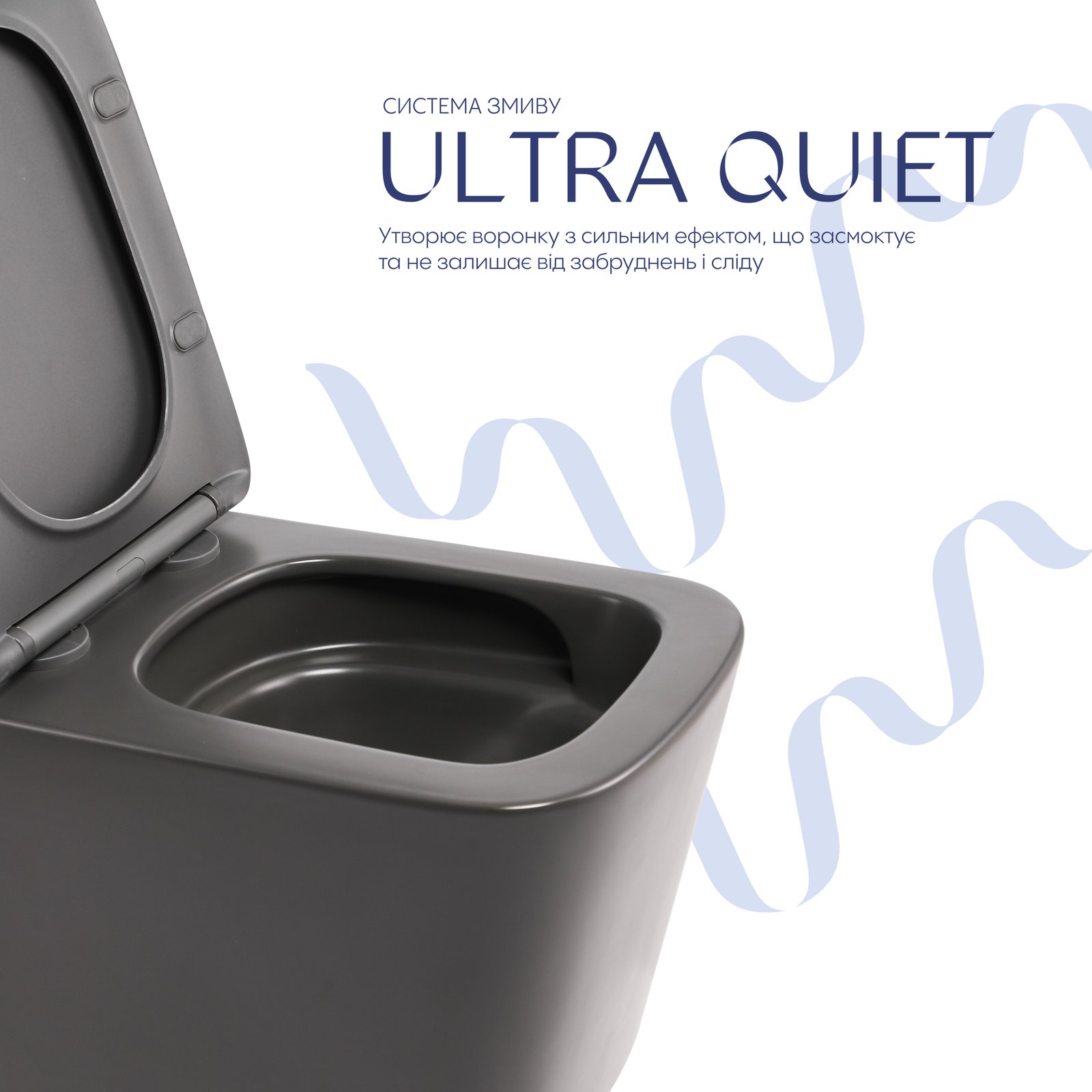 Унітаз підвісний Qtap Tern Ultra Quiet 520×345×325 мм, Anthracite, з сидінням Slim Duroplast / Soft-close / Quick Release QTTER26AN48999 - 4 фото