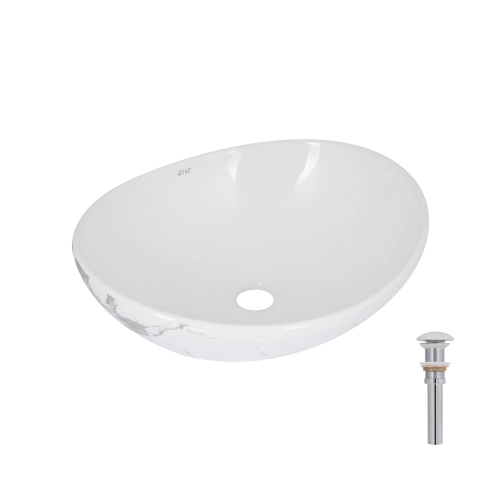 Раковина накладная Qtap Dove 415x340x140 мм, Marble, овальная, с донным клапаном QTDOV188SB49785