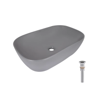 Раковина накладная Qtap Robin 600x390x150 мм, Stone grey, прямоугольная, с донным клапаном QTROB188SG49786