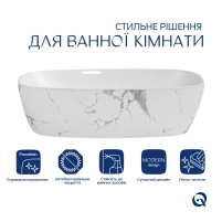 Раковина накладная Qtap Cardinal 500х380х140 мм, Marble, прямоугольная, с донным клапаном QTCAR188MR49826 - 2 фото