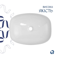 Раковина накладная Qtap Cardinal 500х380х140 мм, Marble, прямоугольная, с донным клапаном QTCAR188MR49826 - 3 фото