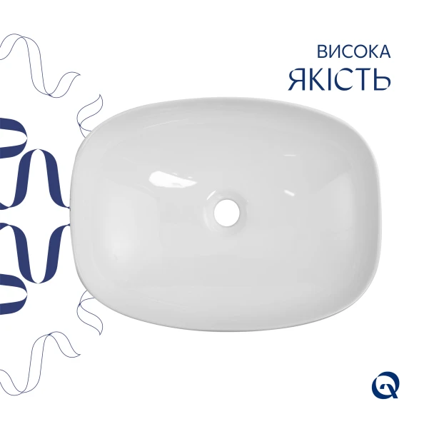 Раковина накладная Qtap Cardinal 500х380х140 мм, Marble, прямоугольная, с донным клапаном QTCAR188MR49826 - 3 фото