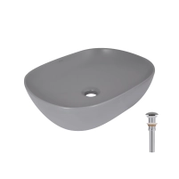 Раковина накладная Qtap Aquarius 470x380x120 мм, Stone grey, прямоугольная, с донным клапаном QTAQA188SG49780