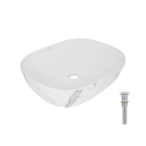 Раковина накладна Qtap Aquarius 470x380x120 мм, Marble, прямокутна, з донним клапаном QTAQA188MR49782