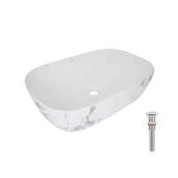 Раковина накладна Qtap Robin 600x390x150 мм, Marble, прямокутна, з донним клапаном QTROB188MR49788