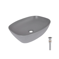 Раковина накладная Qtap Cardinal 500х380х140 мм, Stone grey, прямоугольная, с донным клапаном QTCAR188SG49824