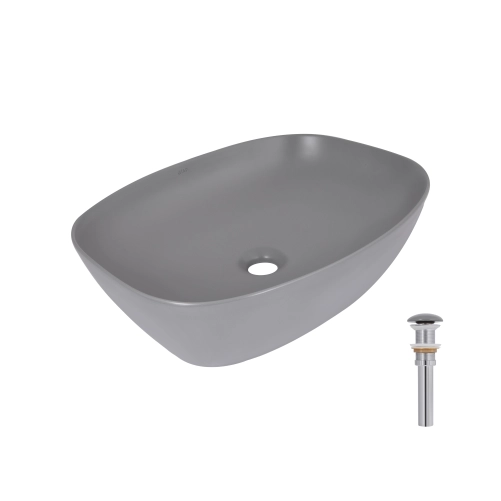 Раковина накладная Qtap Cardinal 500х380х140 мм, Stone grey, прямоугольная, с донным клапаном QTCAR188SG49824