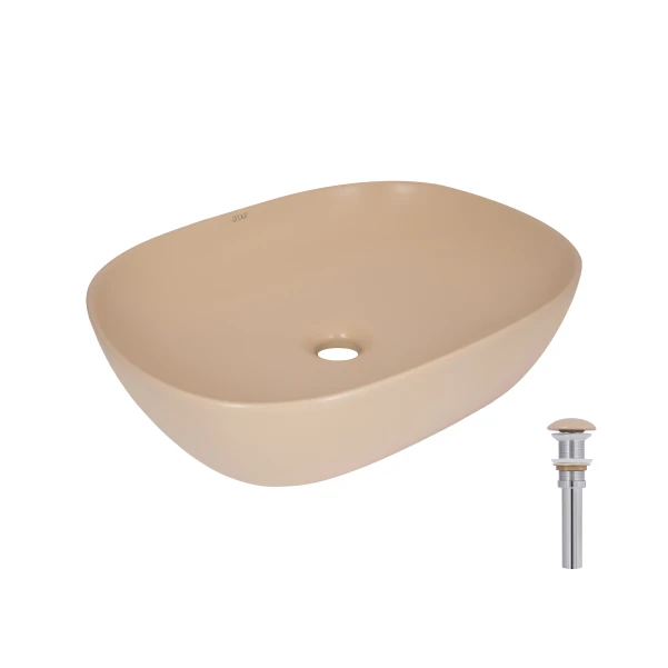 Раковина накладная Qtap Aquarius 470x380x120 мм, Beige, прямоугольная, с донным клапаном QTAQA188SB49781