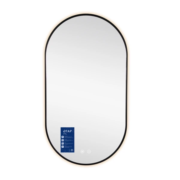 Дзеркало Qtap Scorpio (SC1) з LED-підсвічуванням Touch, з антизапотіванням, з димером, рег. темп. кольору (3000-6500K) Black QTSC500900 - 5 фото