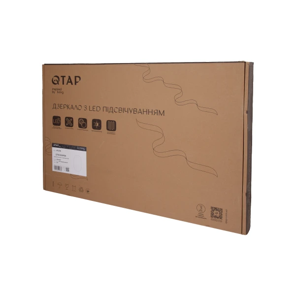 Дзеркало Qtap Scorpio (SC1) з LED-підсвічуванням Touch, з антизапотіванням, з димером, рег. темп. кольору (3000-6500K) Black QTSC600900 - 10 фото