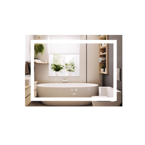 Дзеркало Lidz Kubis (KU1) 700х500 з LED-підсвічуванням Touch, з антизапотіванням, з димером, рег. яскравості LD78LF90448485