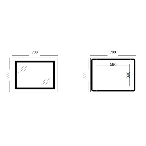 Дзеркало Lidz Kubis (KU1) 700х500 з LED-підсвічуванням Touch, з антизапотіванням, з димером, рег. яскравості LD78LF90448485 - 1 фото