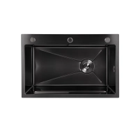 Мийка для кухні інтегрована Lidz Handmade H6845B Brushed Black PVD 3,0/1,0 мм LDH6845BRUBLM49456 - 2 фото