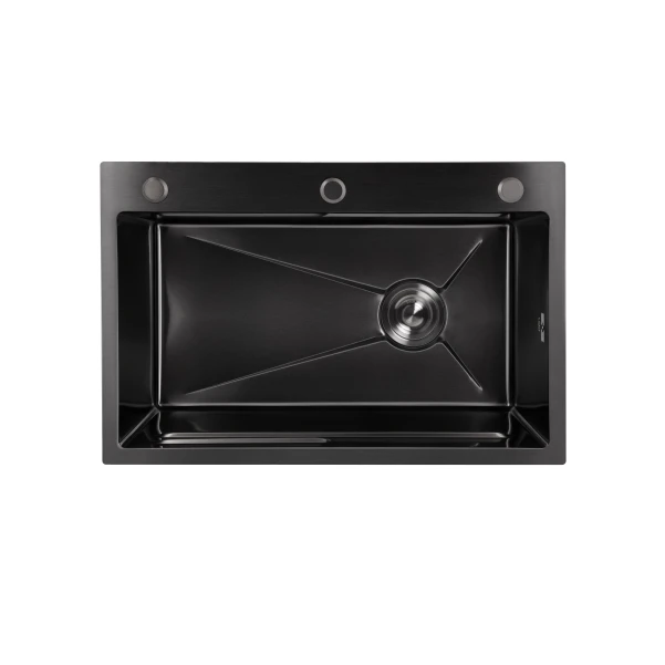 Мийка для кухні інтегрована Lidz Handmade H6845B Brushed Black PVD 3,0/1,0 мм LDH6845BRUBLM49456 - 2 фото