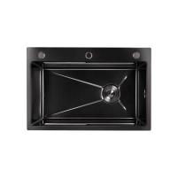 Мойка для кухни интегрированная Lidz Handmade H6845HB Decor Black PVD Honeycomb 3,0/1,0 мм LDH6845HDECBLM49445 - 2 фото