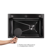 Мойка для кухни интегрированная Lidz Handmade H6845HB Decor Black PVD Honeycomb 3,0/1,0 мм LDH6845HDECBLM49445 - 3 фото