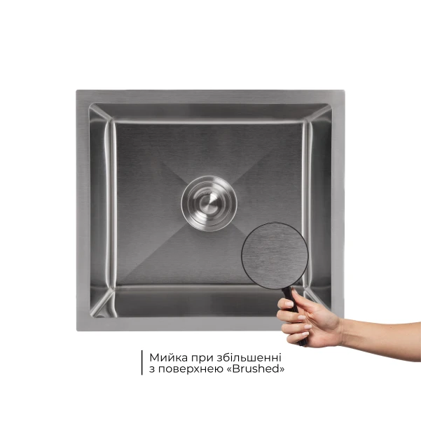 Мийка для кухні інтегрована під стільницю Lidz Handmade H4843 Brushed Steel 3,0/1,0 мм LDH4843BRU49441 - 2 фото