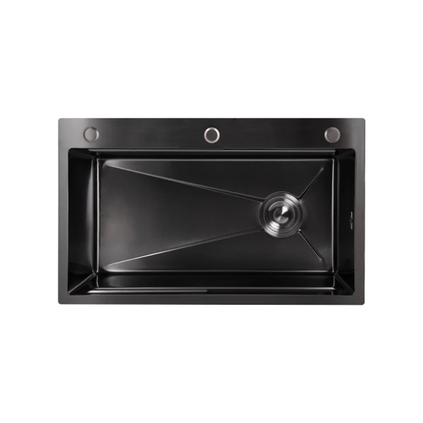 Мийка для кухні інтегрована Lidz Handmade H7545B Brushed Black PVD 3,0/1,0 мм LDH7545BRUBLM49458 - 2 фото