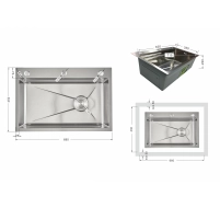 Мойка для кухни интегрированная Lidz Handmade H6845 Brushed Steel 3,0/1,0 мм LDH6845BRU49455 - 1 фото