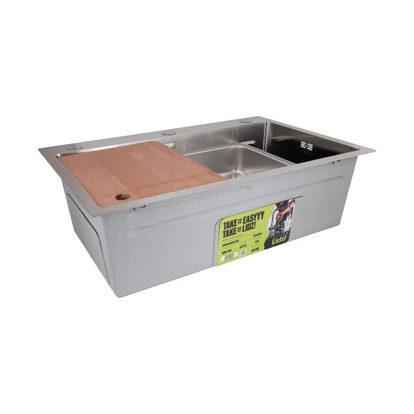 Мойка для кухни интегрированная Lidz Handmade H6845 Brushed Steel 3,0/1,0 мм LDH6845BRU49455 - 5 фото