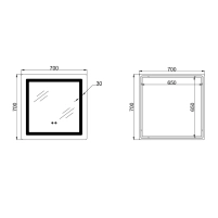 Дзеркало Lidz Kubis (KU2) 700х700 з LED-підсвічуванням Touch, з антизапотіванням, з димером, рег. яскравості LDKU70070049288 - 1 фото