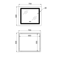 Зеркало Lidz Kubis (KU2) 600х700 с LED-подсветкой Touch, с антизапотеванием, с диммером, рег. яркости LDKU60070049286 - 1 фото