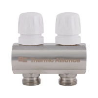 Колектор латунний з витратомірами та євроконусами Thermo Alliance Standart 1" на 2 виходи TAS235W2E - 3 фото
