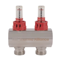 Колектор латунний з витратомірами та євроконусами Thermo Alliance Standart 1" на 2 виходи TAS235W2E - 4 фото