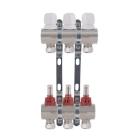Коллектор латунный с расходомерами и евроконусами Thermo Alliance Standart 1" на 3 выхода TAS235W3E